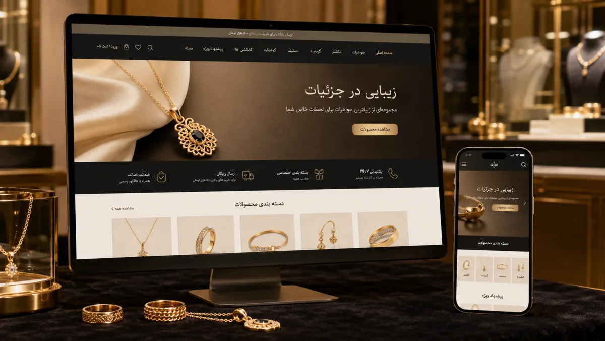 طراحی سایت فروشگاه طلا و جواهر — گالری طلا و جواهر زرین | نمونهکار مای طرح